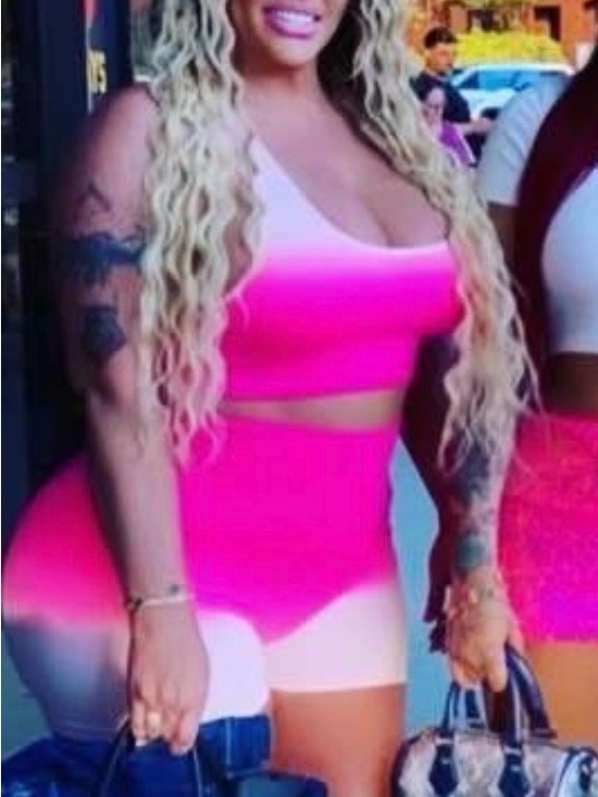 Pants - Hot Pink Ombre Two-Piece Crop Top & High-Waist Shorts Set